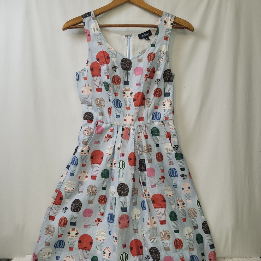 Modcloth Fit And Flare‎ Hot Air Balloon Dress Women's Size Small 100% Cotton